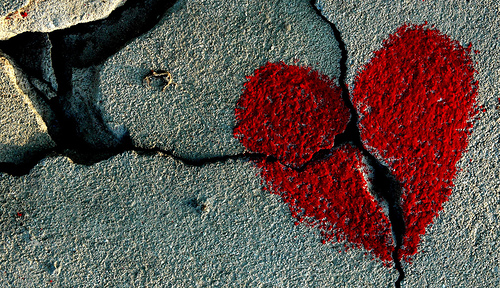Heart painted on cracked surface
