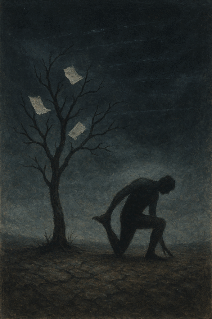 Desolate Landscape with Kneeling Figure