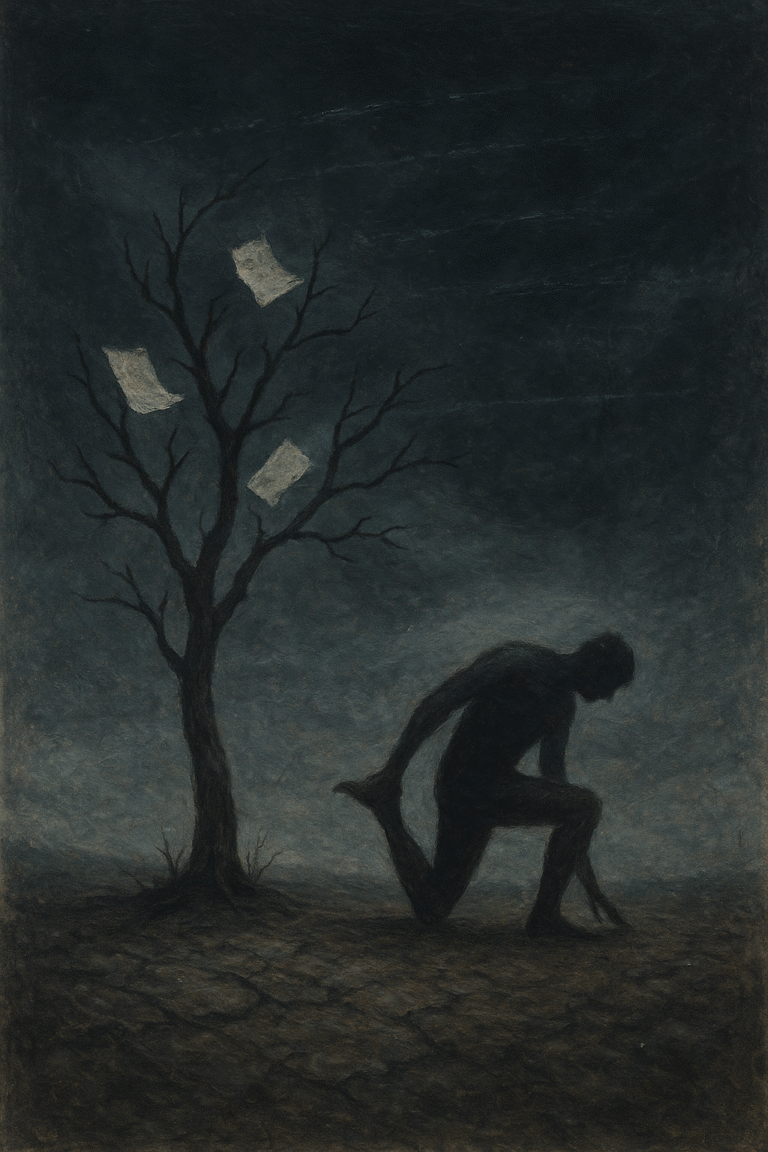 Desolate Landscape with Kneeling Figure